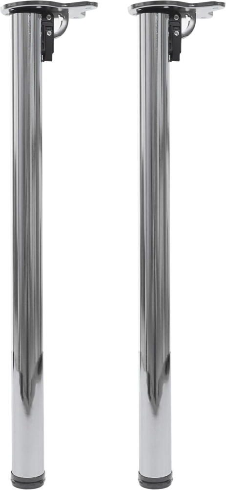 2er-Set Tischbein HWC-H34, für Schreibtisch Esstischfuß Tischgestell, klappbar 72cm ~ Edelstahl-Optik Bild 1