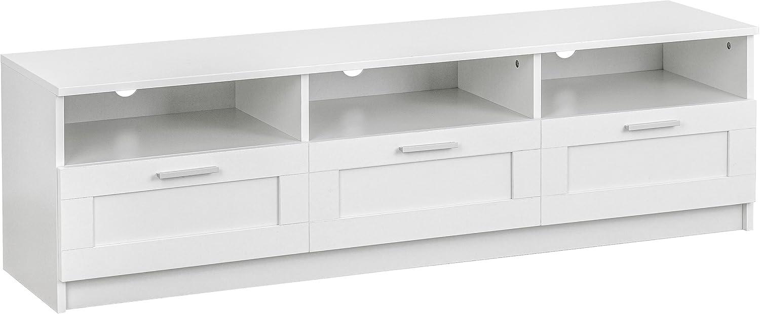 Baroni Home TV-Schrank, Holzwerkstoff, Weiß, 3 Ripiani 3 Cassetti Bild 1