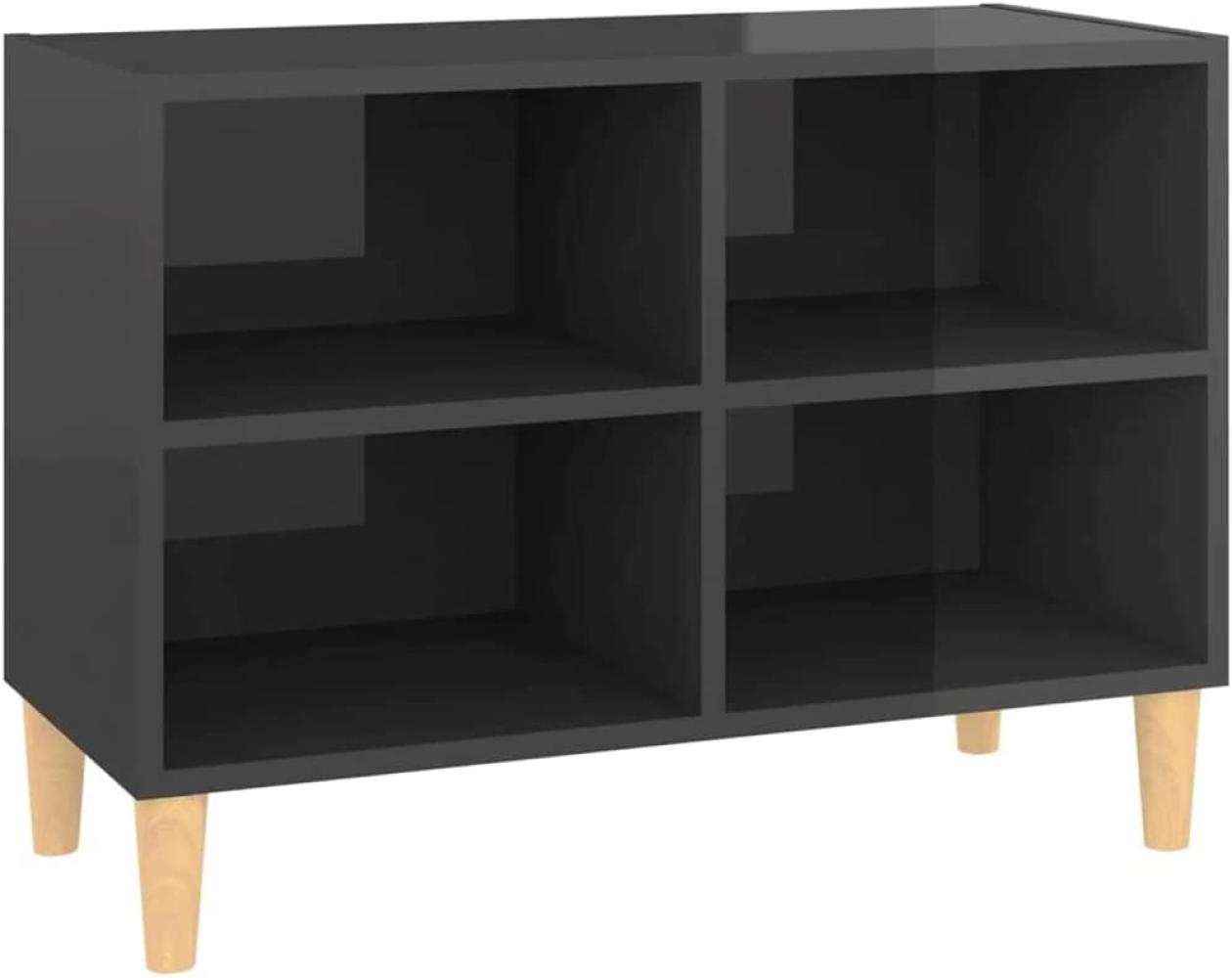 vidaXL TV-Schrank mit Massivholz-Beinen Hochglanz-Grau 69,5x30x50 cm 805931 Bild 1