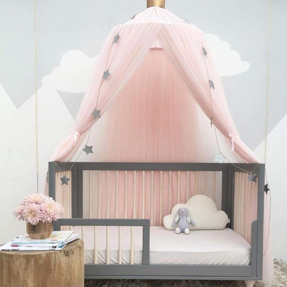 Naturer Baldachin Kinderzimmer Mädchen Altrosa Tüll Prinzessin Betthimmel Babybett Kinderbett Durchsichtig Moskitonetz Babyzimmer Kinderzimmer Deko Bild 1