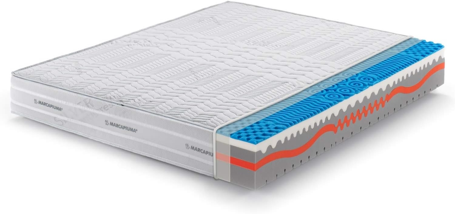 Marcapiuma - Doppelmatratze Sunshine Viscoschaum 150x200 h. 25 cm Orthopädische H2 Medium 9 zonen Viscomatratze Abziehbar Bezug Silber und Kohlen Faser gegen Milbe Atmungsaktiv Made in Italy Bild 1