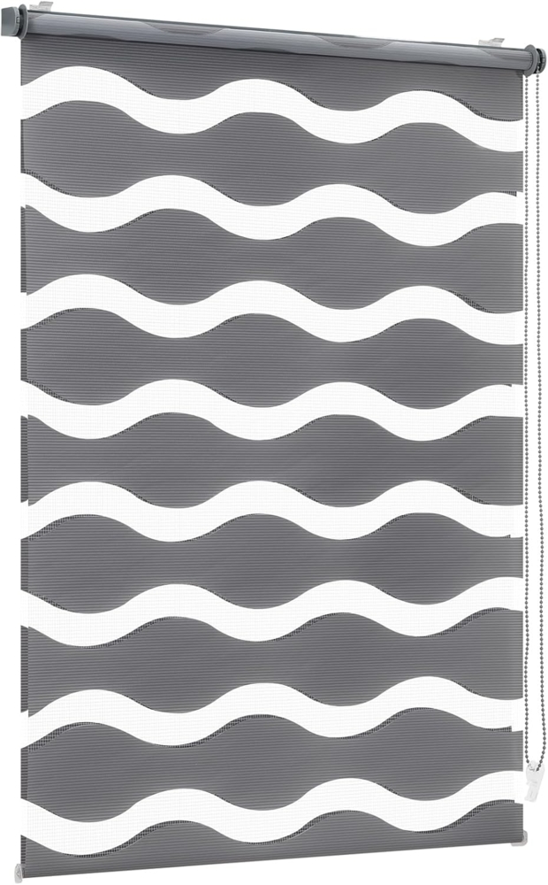 Sekey Doppelrollo Wellen Klemmfix ohne Bohren für Fenster, Doppelrollo 90 cm breit, Duo Rollo Welle Jalousie Sonnenschutz, 90x150cm, Dunkelgrau Bild 1