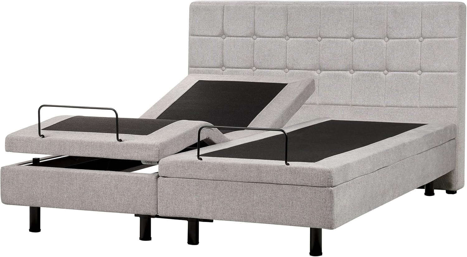 Bett verstellbar Stoff DUKE 160 x 200 cm Hellgrau Bild 1