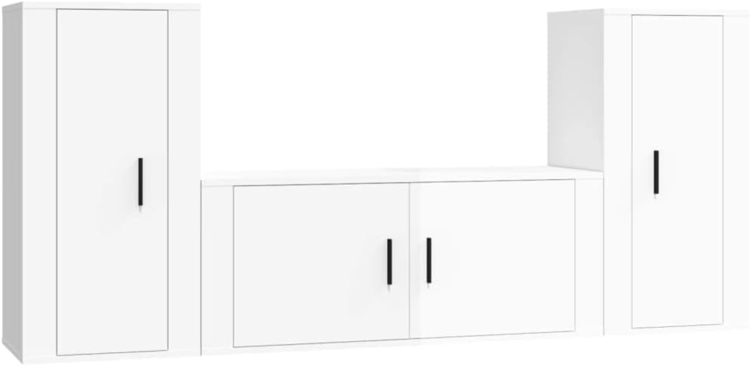 vidaXL 3-tlg. TV-Schrank-Set Hochglanz-Weiß Holzwerkstoff 3188536 Bild 1