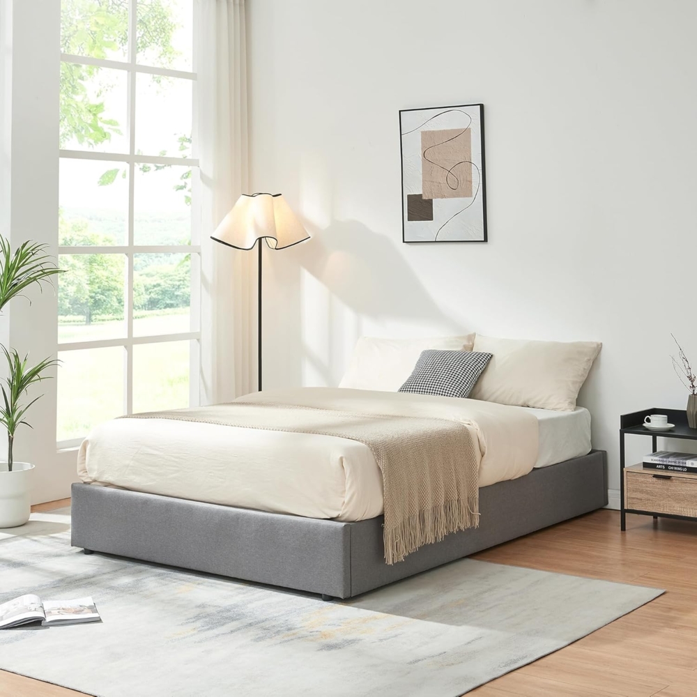 Polsterbett Nola 140x200 cm Leinen Grau [en. casa] Bild 1