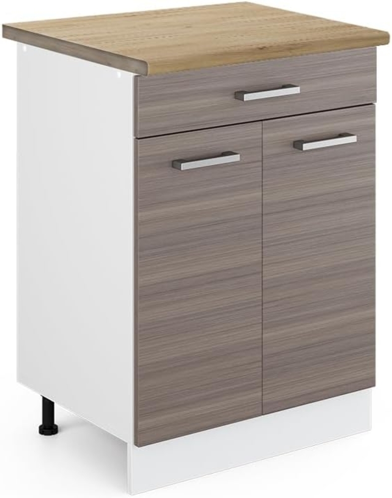 Vicco Küchenunterschrank R-Line, Grau/Weiß, 60 cm mit Schublade, AP Eiche Bild 1