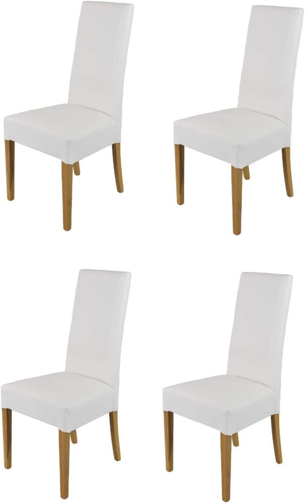 Tommychairs - 4er Set Moderne Stühle Luisa für Küche und Esszimmer, robuste Struktur aus lackiertem Buchenholz Farbe Eiche, Gepolstert und mit Kunstleder in der Farbe Weiss bezogen Bild 1