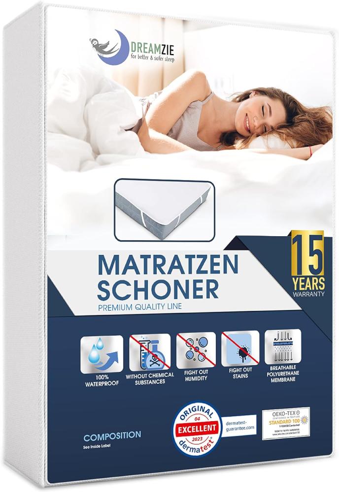 Dreamzie Matratzenschoner 180x200 Wasserdicht Made in EU und Oeko-TEX Zertifiziert Atmungsaktive Matratzenauflage Bild 1