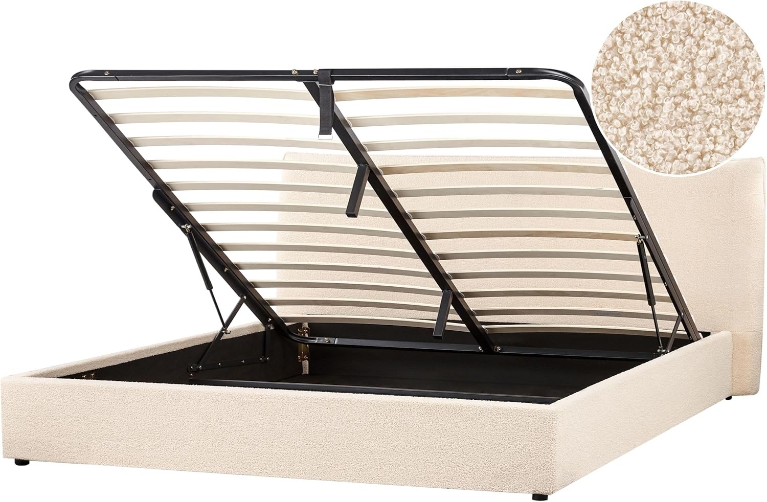 Bett mit Stauraum Bouclé LAVAUR 180 x 200 cm Beige Bild 1