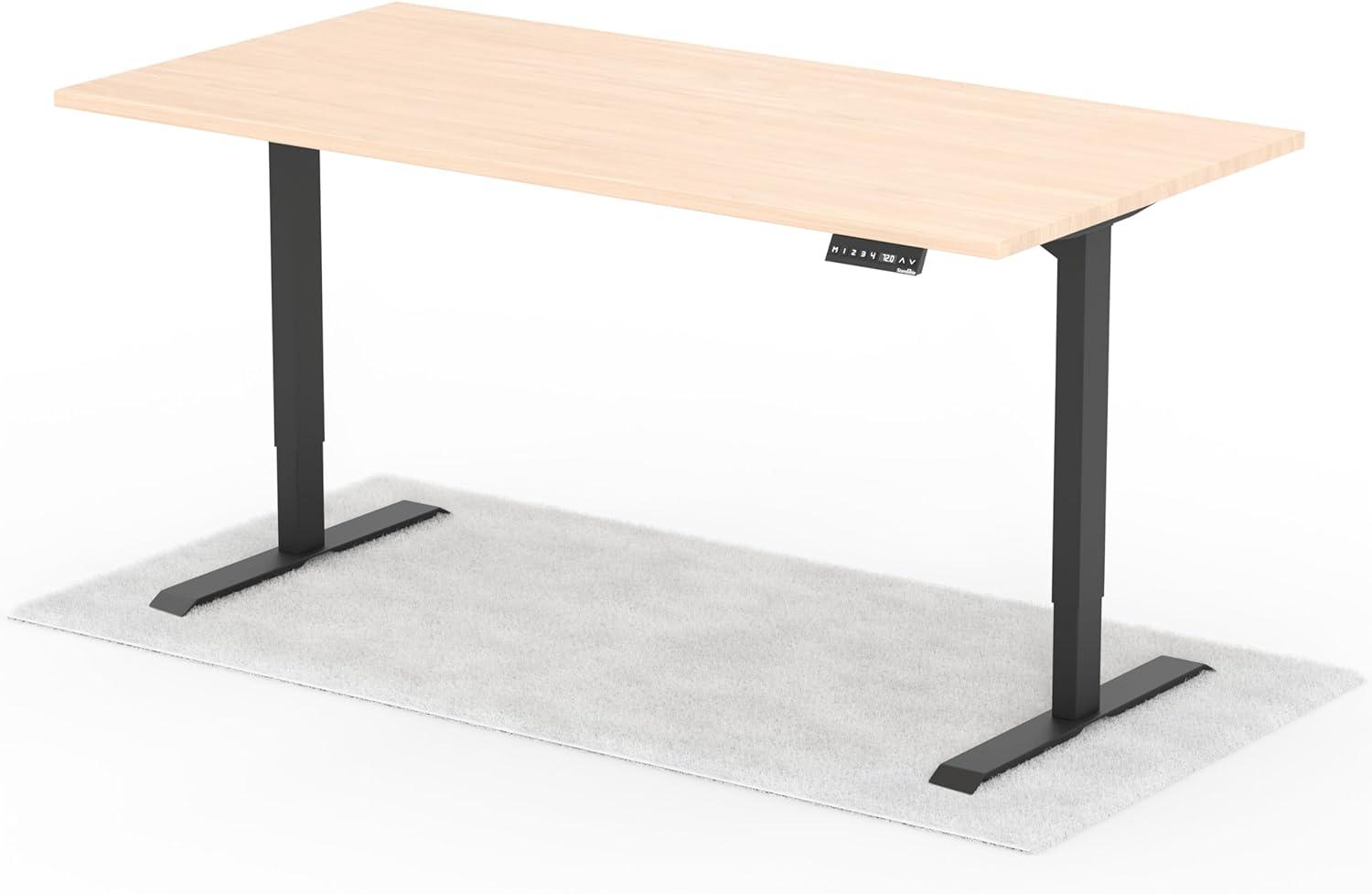 elektrisch höhenverstellbarer Schreibtisch DESK 180 x 90 cm - Gestell Schwarz, Platte Eiche Bild 1