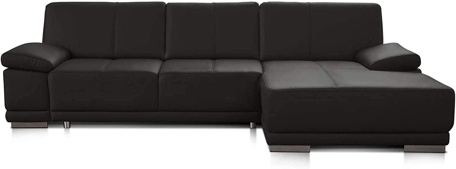 CAVADORE Ecksofa Corianne / Ledercouch inkl. Armteilverstellung und Longchair / 282 x 80 x 162 / Echtleder, braun Bild 1