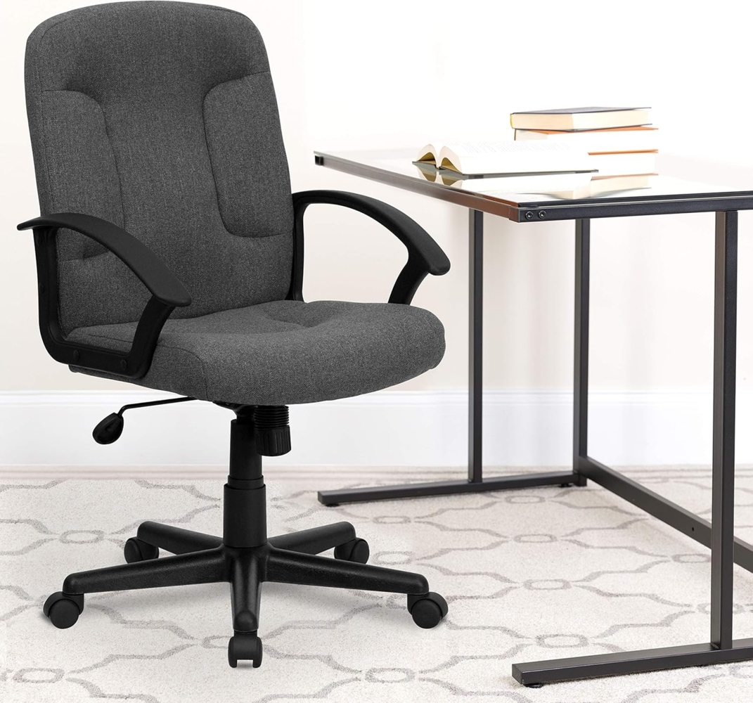 Flash Furniture Garver Bürostuhl mit mittlerer Rückenlehne, Stoff, mit Nylonarmen, Grau Bild 1