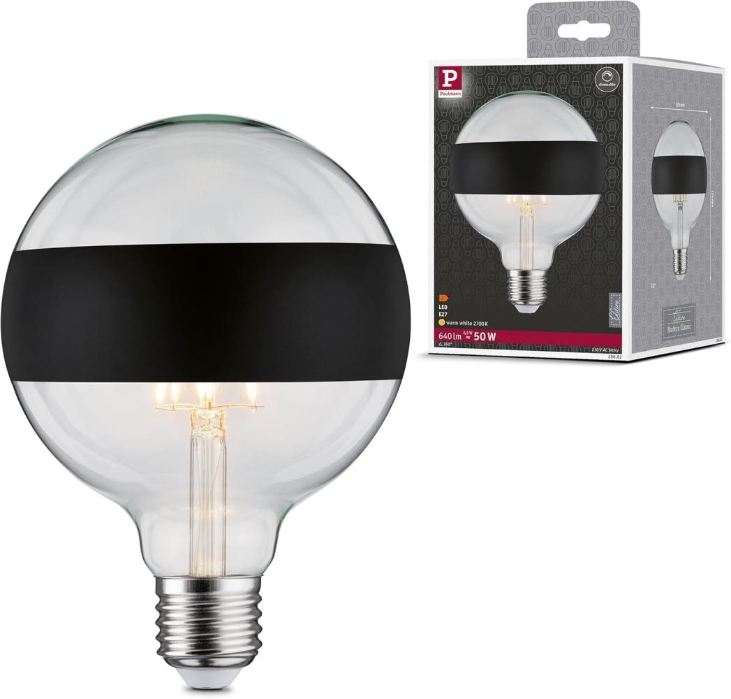 Paulmann 28682 LED Globe 6,5 Watt E27 Ringspiegel Schwarz matt Warmweiß dimmbar Bild 1