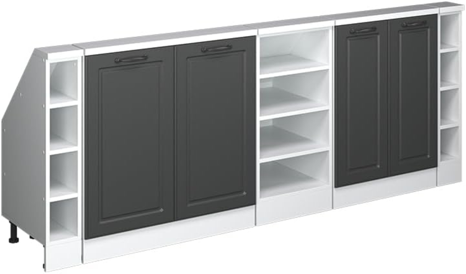 Dachschrägenschrank-Set Rion Anthrazit Landhaus/Weiß 5er Set Vicco Bild 1