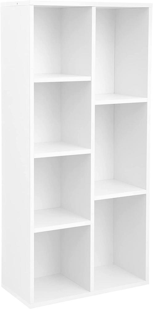 Vasagle Bücherregal mit 7 Fächern Bücherschrank TV-Ständer Display-Regal 50 x 24 x 106cm (B x T x H) Weiß LBC27WT Bild 1