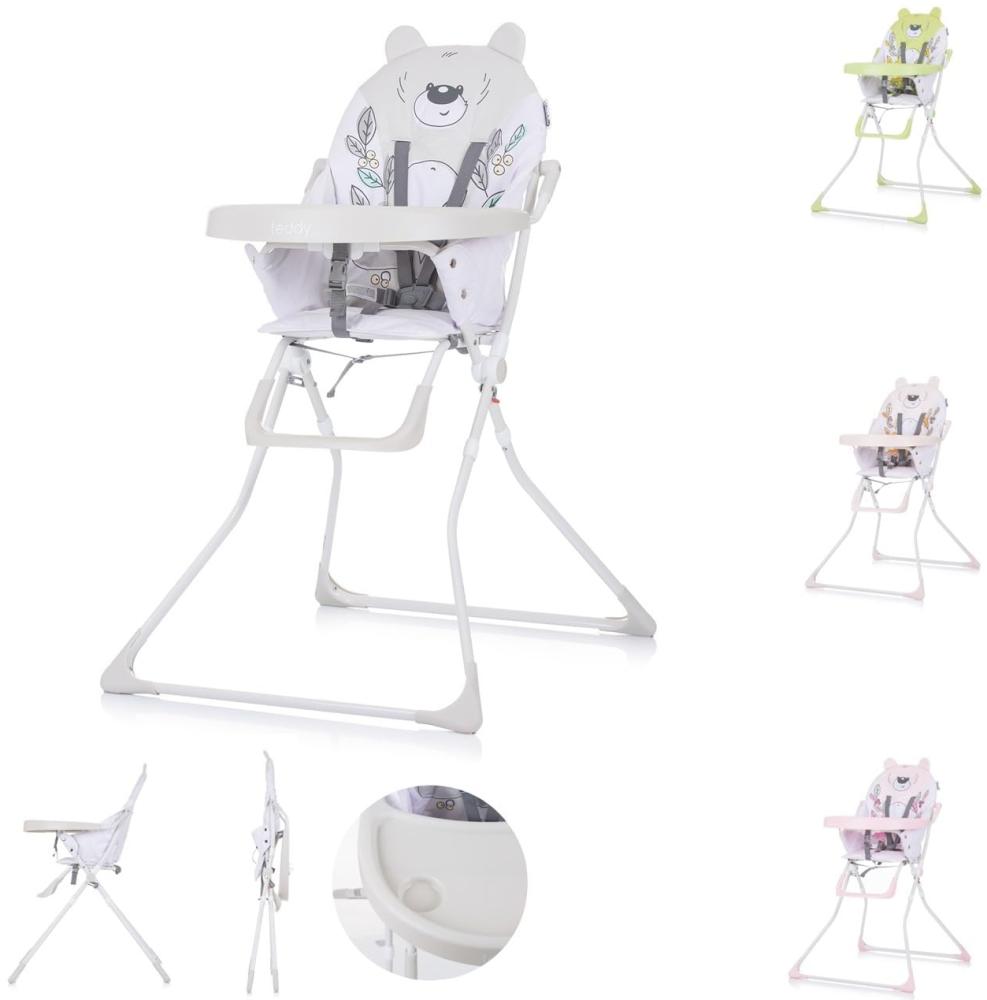 Chipolino Hochstuhl Teddy, klappbar, großer Tisch, verstellbare Fußablage, Gurt grau weiss Bild 1