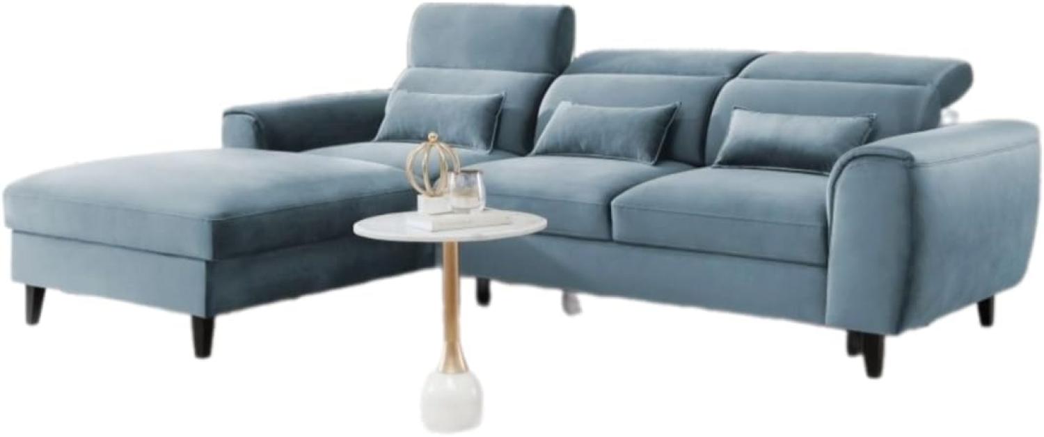 Designer Sofa Forino mit Schlaf- und Klappfunktion Hellblau Links Bild 1