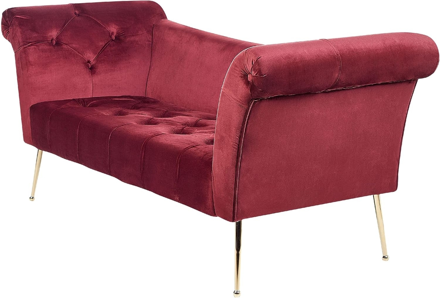 Chaiselongue Samtstoff dunkelrot gold NANTILLY Bild 1