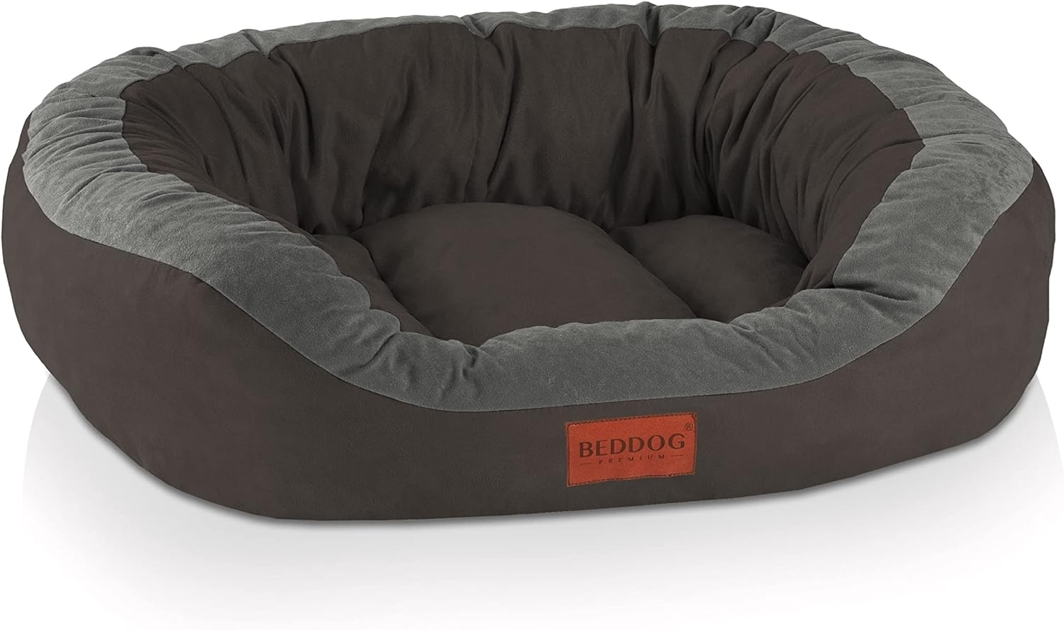 BedDog PRINS PREMIUM Hundebett, aus strapazierfähigem Alicante-Gewebe, Hundesofa mit Seiten, ovales Kissen für Ihr Haustier, Hundecouch L, ROCK-FLOW (grau/anthrazit) Bild 1