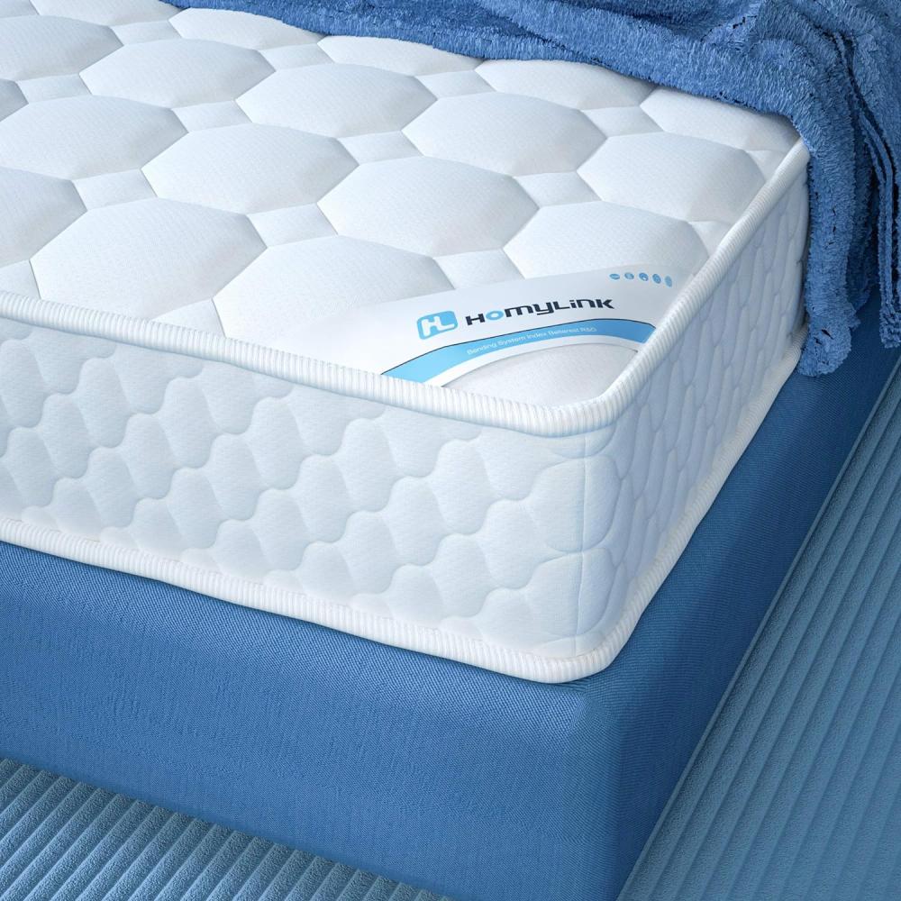 HomyLink Matratze 100x200 H3 Federkernmatratze 7-Zonen Taschenfederkernmatratze 22 cm Höhe Weiß Gemütlich Weich Bild 1