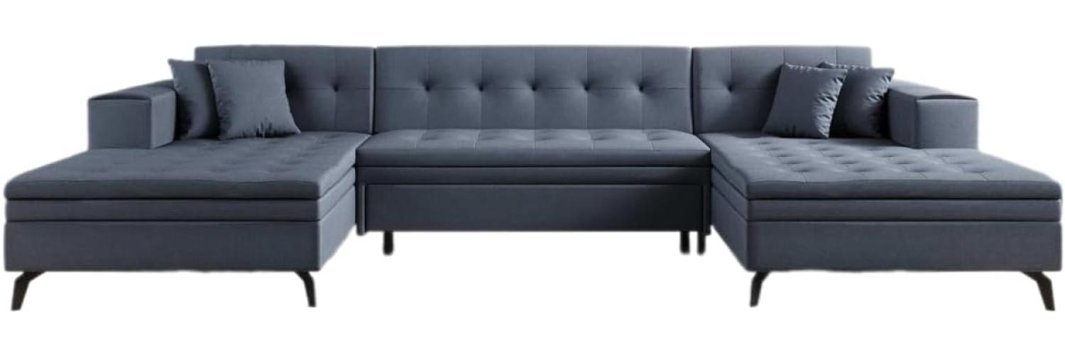 Designer Sofa Vivana mit Schlaffunktion Stoff Blau Bild 1