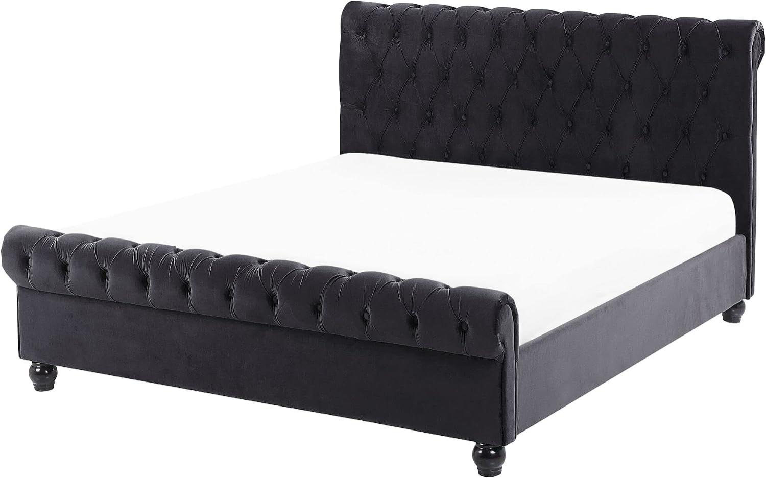 Bett Samtstoff schwarz 140x200 cm AVALLON Bild 1