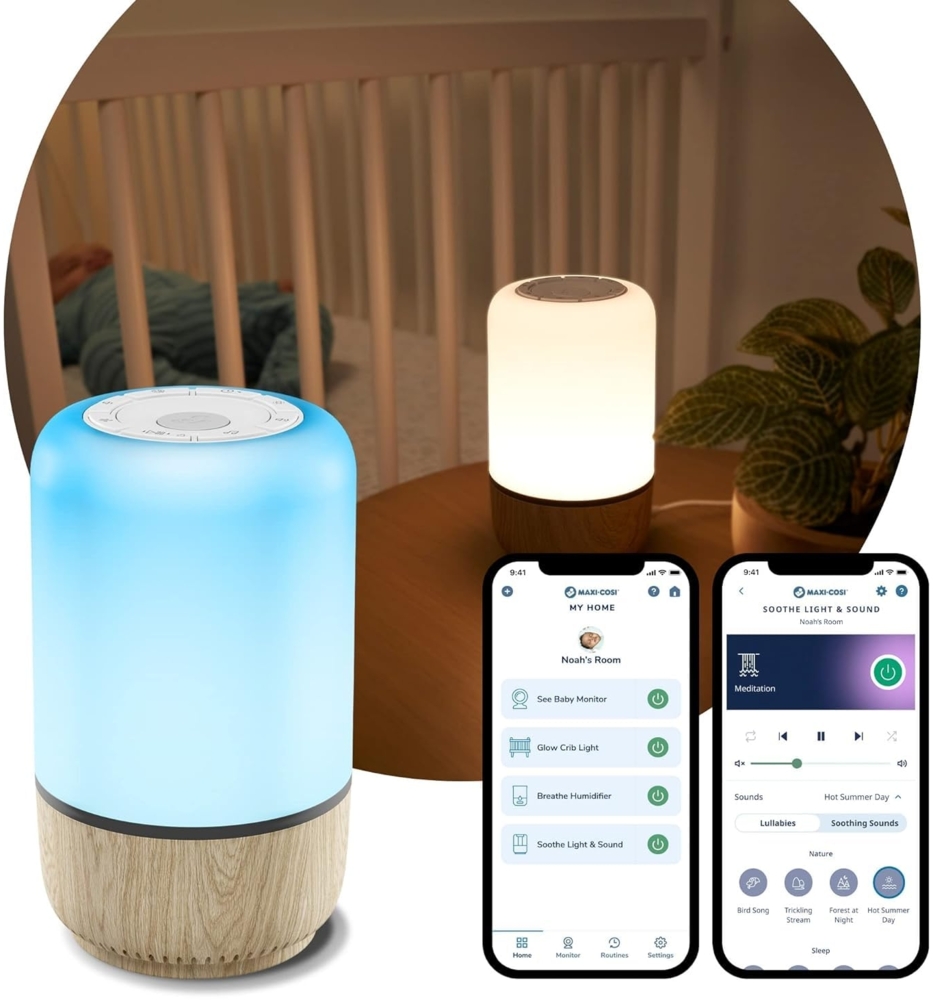 Maxi-Cosi Soothe Nachtlicht & Klang, intelligentes Baby-Nachtlicht, weißes Rauschen Mobile Baby, Teil von Maxi-Cosi Connected Home - Kompatibel mit Alexa und Google Assistant Bild 1