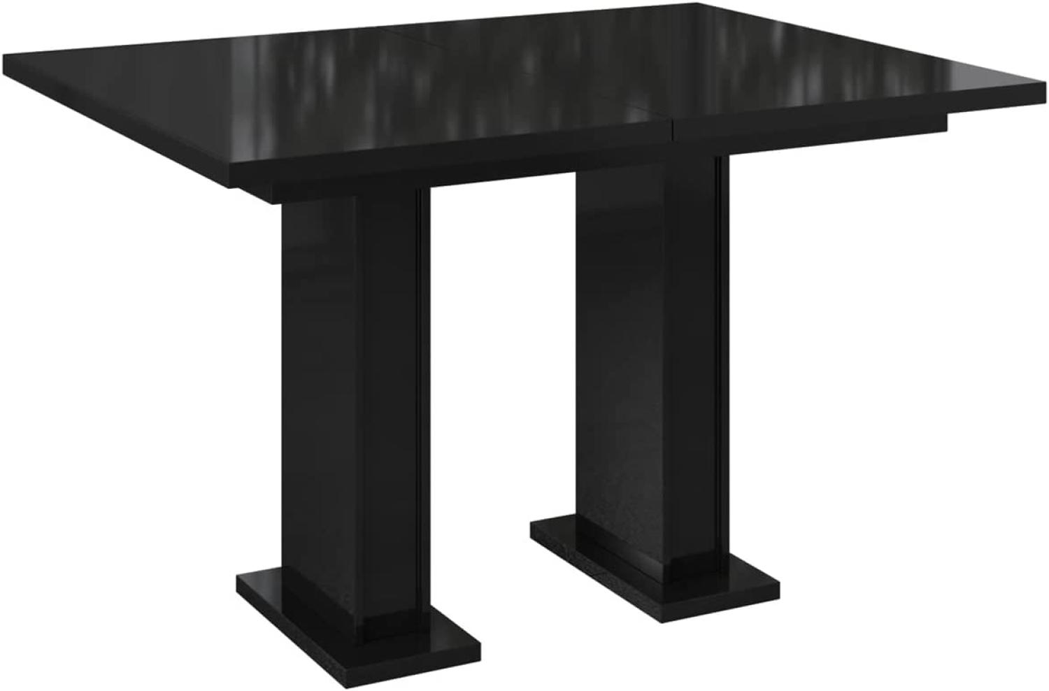 MEBLINI Esstisch Ausziehbar - Esszimmertisch Modern - Küchentisch - Ausziehtisch - Säulentisch - Ausziehbarer Tisch - Dining Table - Esszimmertische - 120-160x80x76cm - Gloss - Schwarz Hochglanz Bild 1