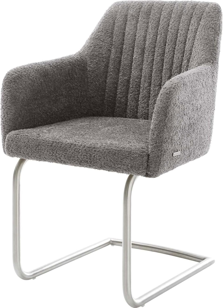 Freischwinger Greg-Flex Bouclé Grau Freischwinger rund Edelstahl Taschenfederkern Bild 1