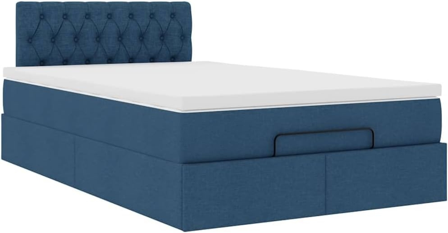 Ottoman-Bett mit Matratze Blau 120x200 cm Stoff 3311538 Bild 1