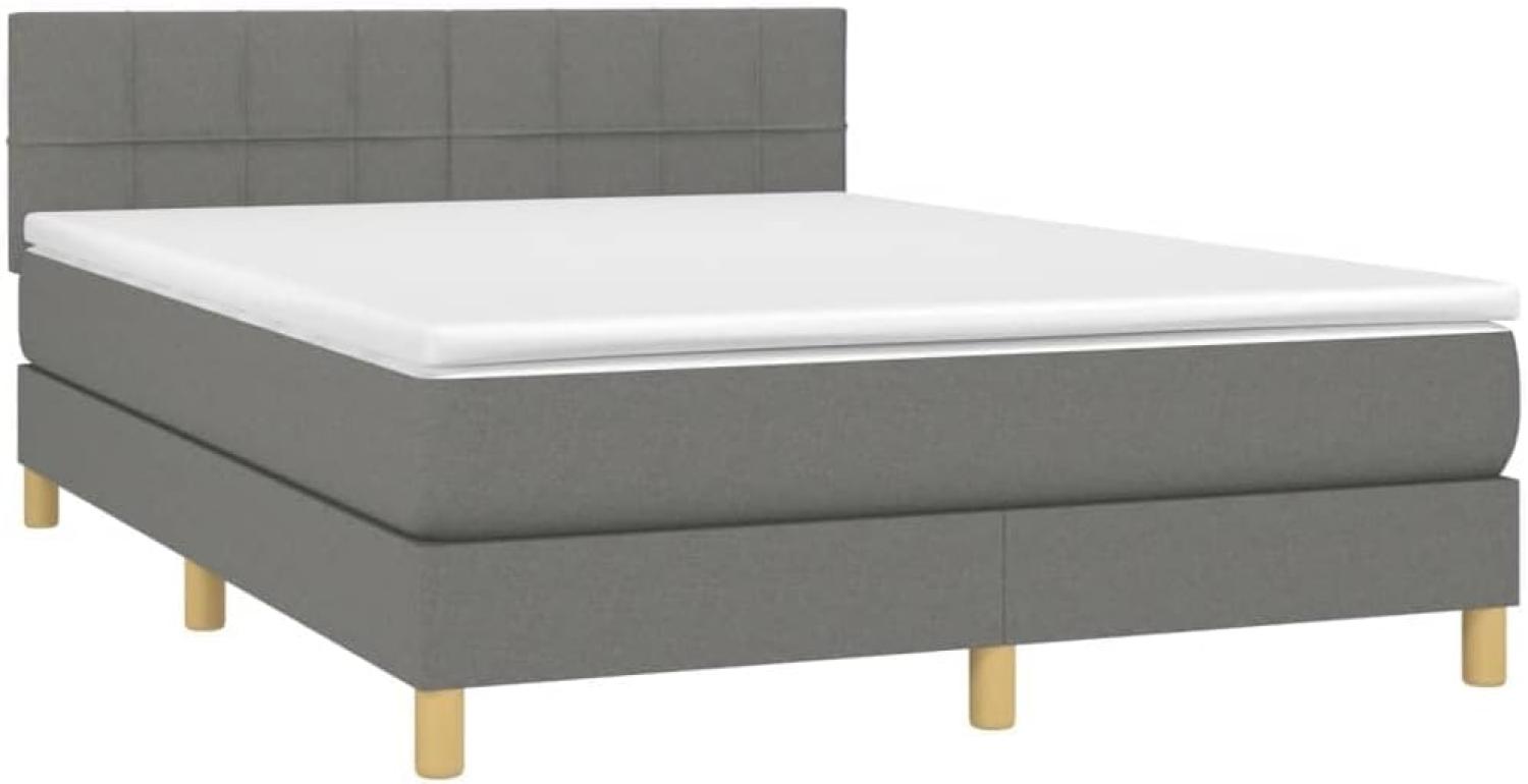 vidaXL Boxspringbett mit Matratze Dunkelgrau 140x190 cm Stoff 3140610 Bild 1