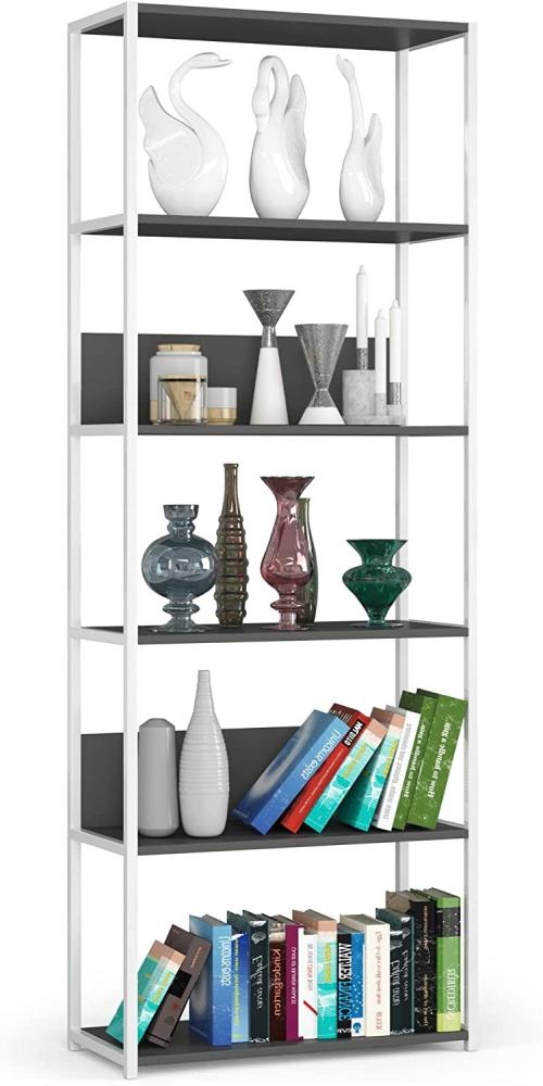 AKORD | Loft 70 cm Bücherregal | Moderner Schrank | Minimalistisch | Bücher Regal | Robust | Für Zuhause | Für das Büro | 6 Fachböden | Einfache Montage | 24 Monate Garantie Bild 1