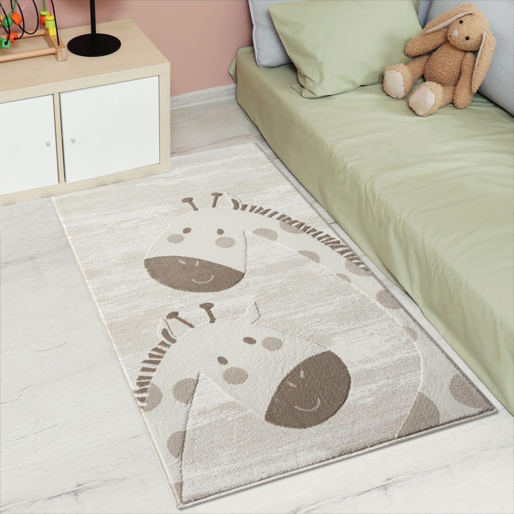 Carpet City Kinderteppich MARA719, rechteckig, Höhe: 11 mm, Kinderzimmer Teppich Tiere Beige Spielzimmer Bild 1