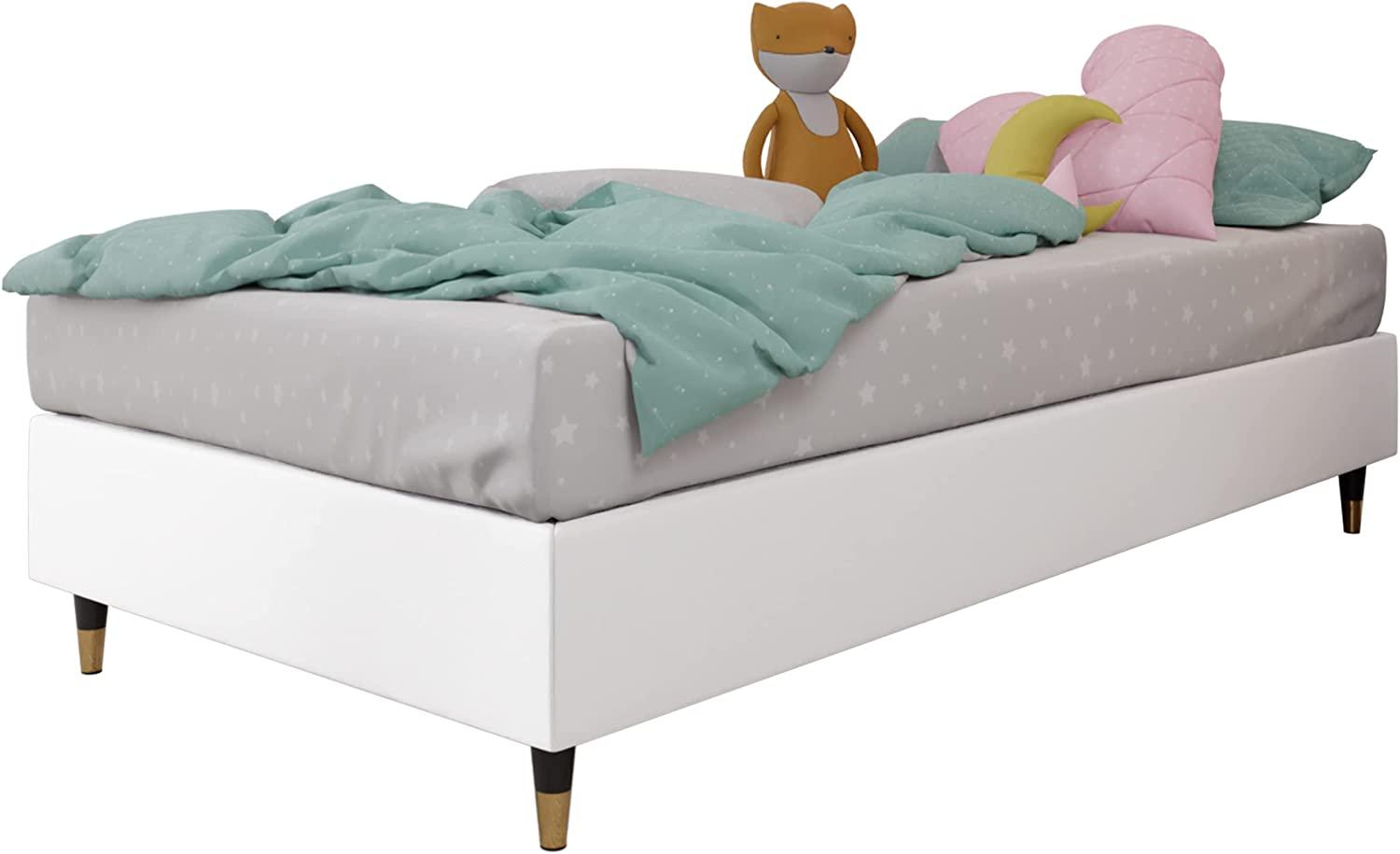 Boxspringbett Sauro Gold für Wandpaneel, Weiß, 120 x 200 cm Bild 1