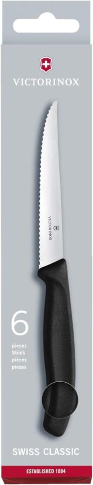 Victorinox Swiss Classic 6-tlg. Steakmesser-Set mit Wellenschliff, 11 cm Klinge, Klingenschutz, Spülmaschinengeeignet, schwarz Bild 1