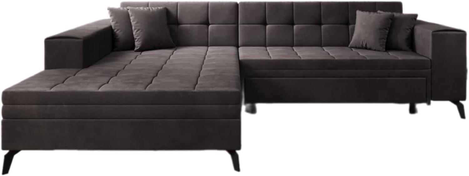 Designer Sofa Frida mit Schlaffunktion Samt Dunkelbraun Links Bild 1