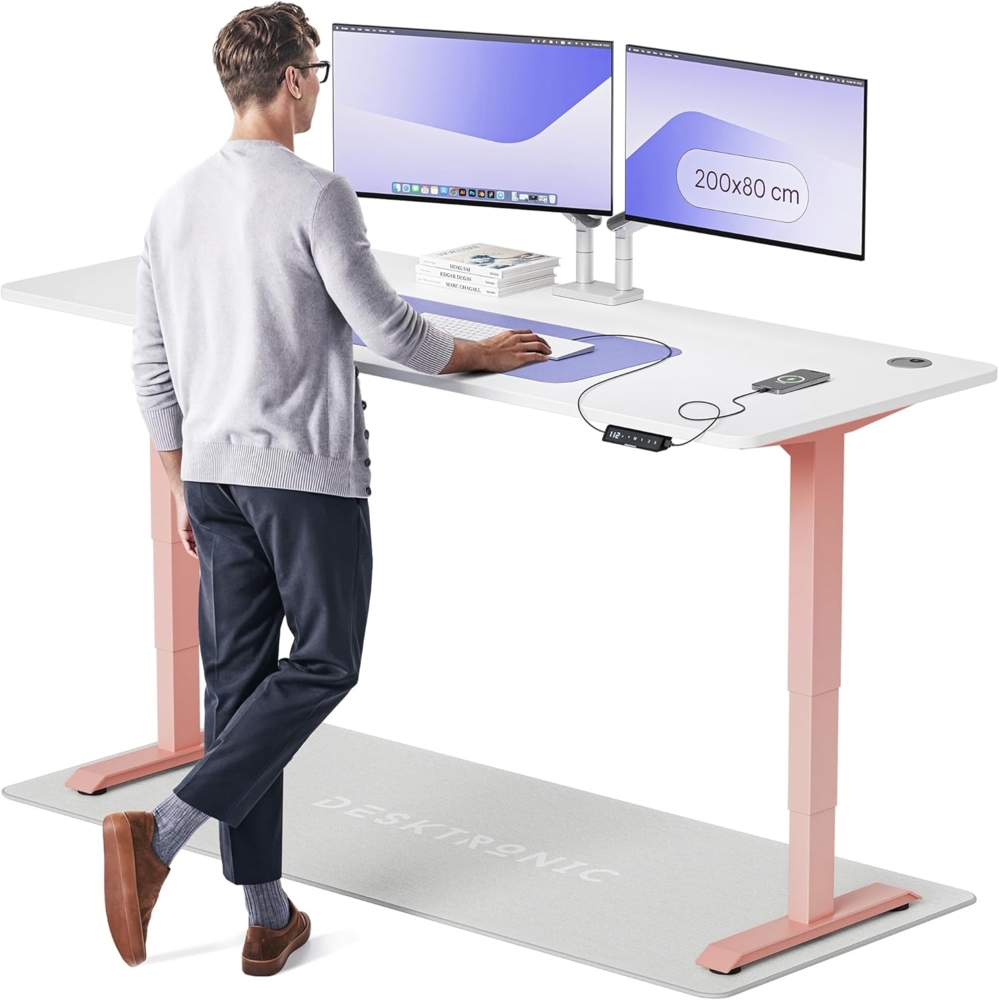 Desktronic Höhenverstellbarer Schreibtisch (200x80 cm) – Elektrisch höhenverstellbar mit flüsterleisem Dual-Motor & Touchscreen – Hohe Tragfähigkeit – Stehtisch HomePro Bild 1