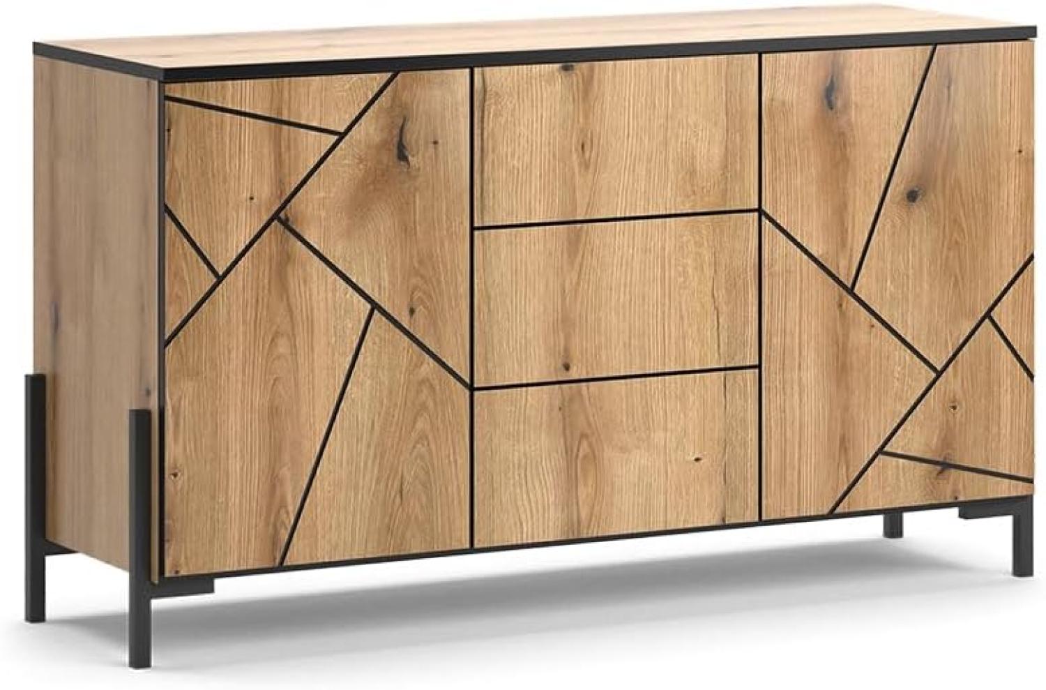 Vicco Sideboard Hatto, Eiche Evoke, 124 x 69,6 cm, mit 2 Türen, Wohnzimmer, Schlafzimmer Bild 1