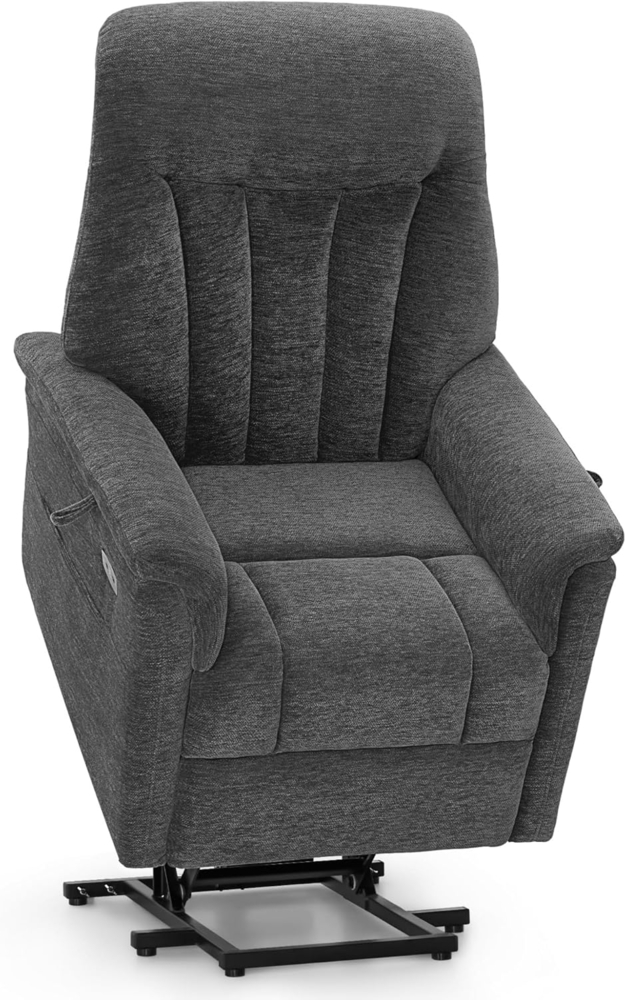 M MCombo Fernsehsessel mit Aufstehhilfe Elektrisch, Sessel mit Aufstehhilfe, Relaxsessel mit Liegefunktion bis 145°,7117DE (Chenille, Grau) Bild 1