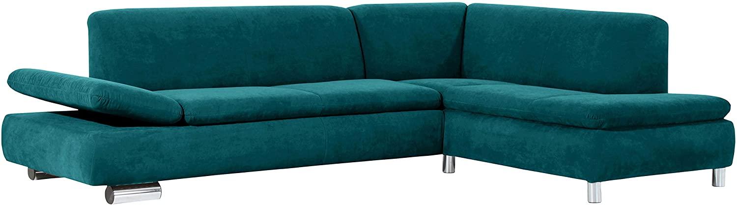 Terrence Ecksofa Veloursstoff Petrol Metallfüße verchromt Bild 1