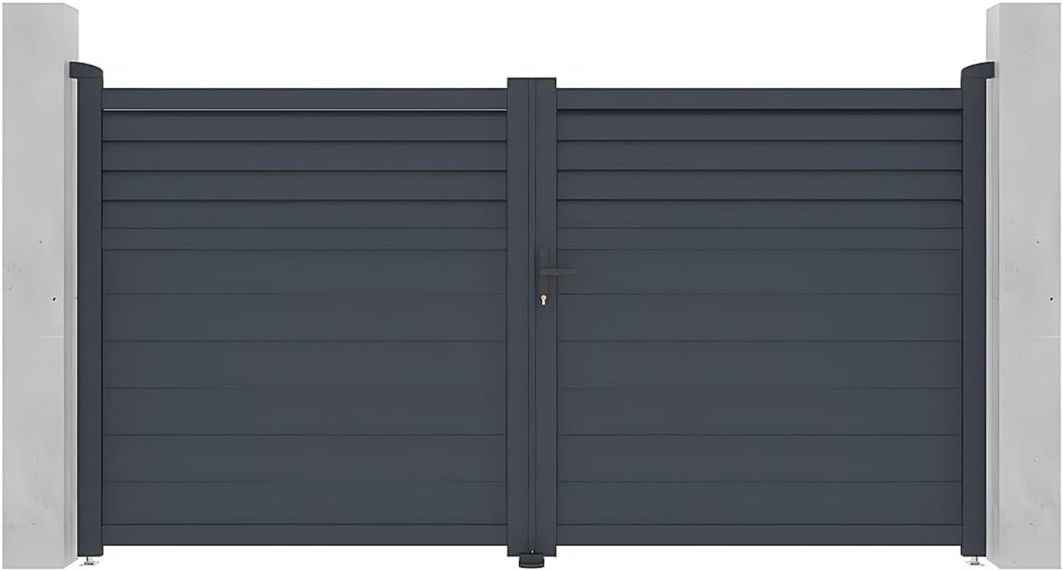 Vente-unique - Gartentor Flügeltor - 305 x 166 cm - Aluminium - Anthrazit - VIAZO Bild 1