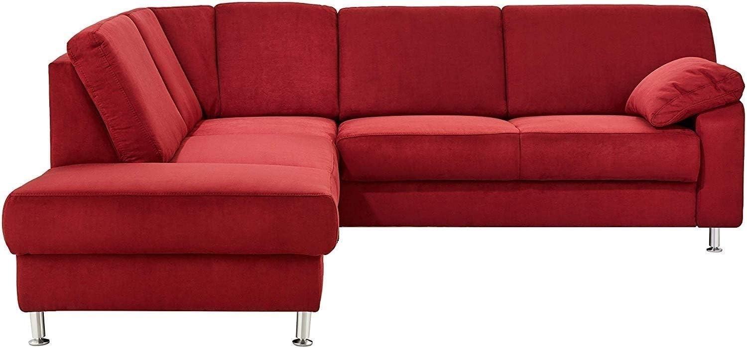 Cavadore Ecksofa Belfast mit Federkern Eckcouch im modernen Design, Mikrofaser, rot, 243 x 88 x 218 cm Bild 1