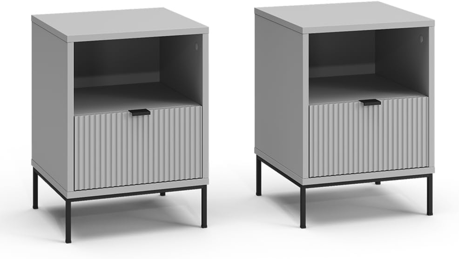 Nachttisch Eliza Grau 2er Set Vicco Bild 1