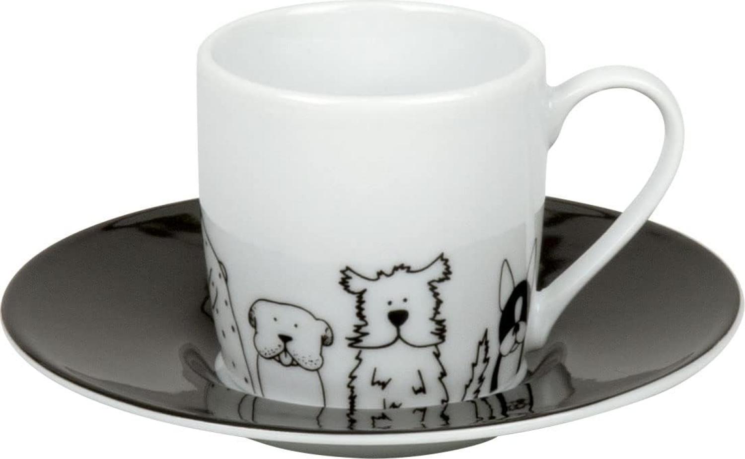 Könitz Funny Dogs Espresso Set, 2-tlg, Espresso Tasse, Becher, Untertasse, Porzellan, Hunde, 85 ml, 11 5 053 2076 Bild 1