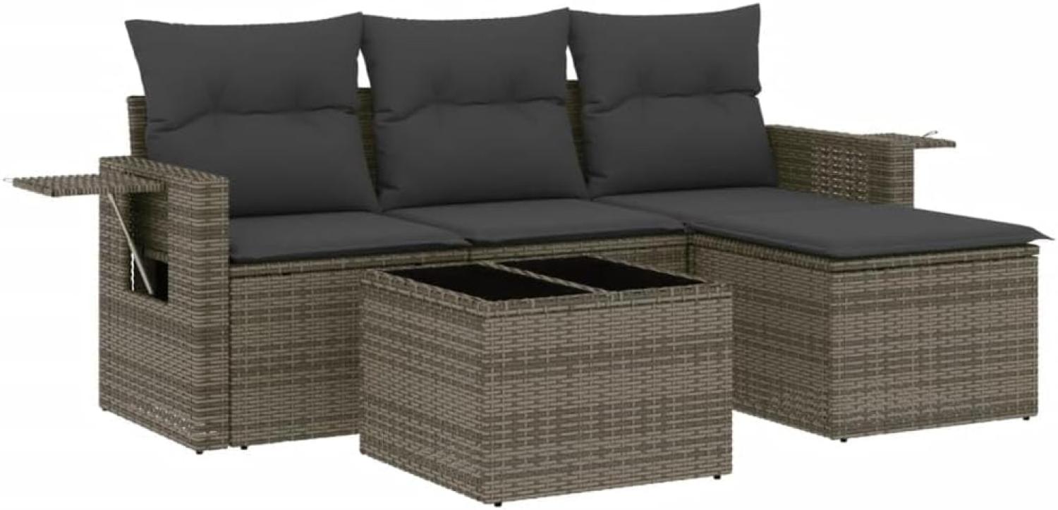 vidaXL 4-tlg. Garten-Sofagarnitur mit Kissen Grau Poly Rattan 3252407 Bild 1