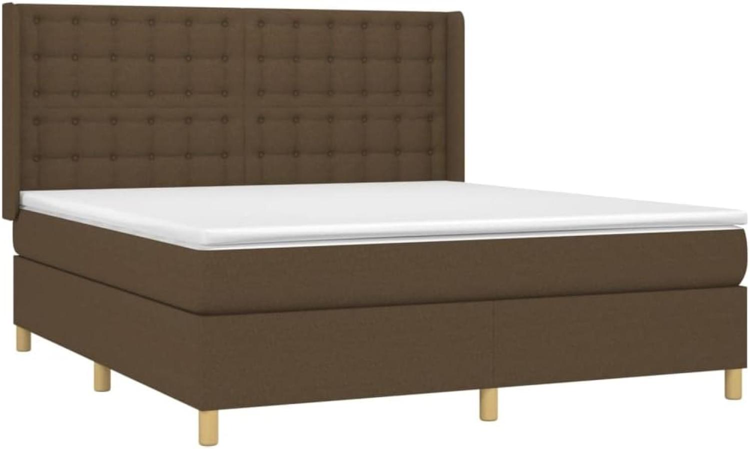 vidaXL Boxspringbett mit Matratze Dunkelbraun 180x200 cm Stoff 3132332 Bild 1