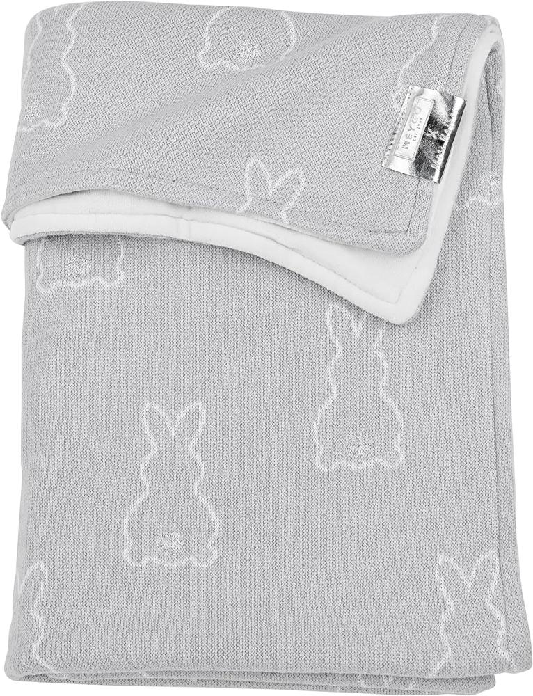 Meyco Baby X Mrs. Keizer Rabbit Velvet Babydecke, gestrickte Wiegedecke (aus 80% Baumwolle und 20% Polyester, vielseitig einsetzbar, einfache Pflege, atmungsaktiv, Größe: 100 x 150 cm), Silber Bild 1