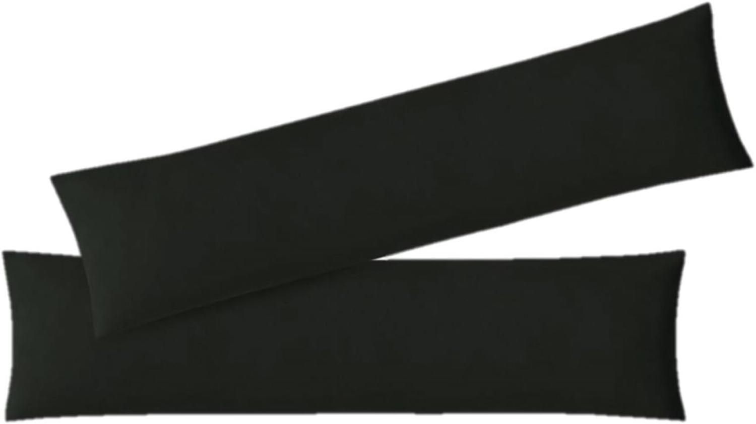 Jersey Kissenbezug, 2er Set, Baumwolle, Schwarz, 40x145 cm Bild 1