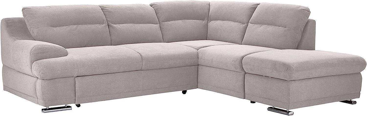 Mivano Ecksofa Coast / Große Schlafcouch in L-Form mit Ottomane rechts, Inkl. Bettfunktion und Stauraum, 264 x 88 x 217, Mikrofaser: hellgrau Bild 1