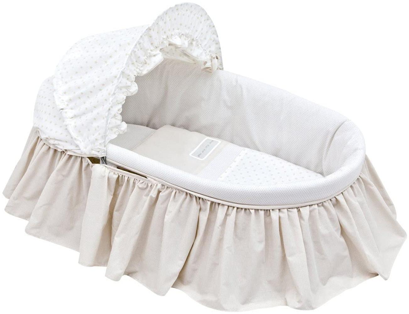 Cambrass Wiege Mit Rüschen plus Haube Une Kollektion, Star, 47x84 cm, beige Bild 1